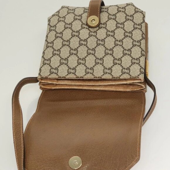 GUCCI GG Plus Supreme Shoulder Bag PVC Beige Gold Auth BA3539 - Picture 10 of 16